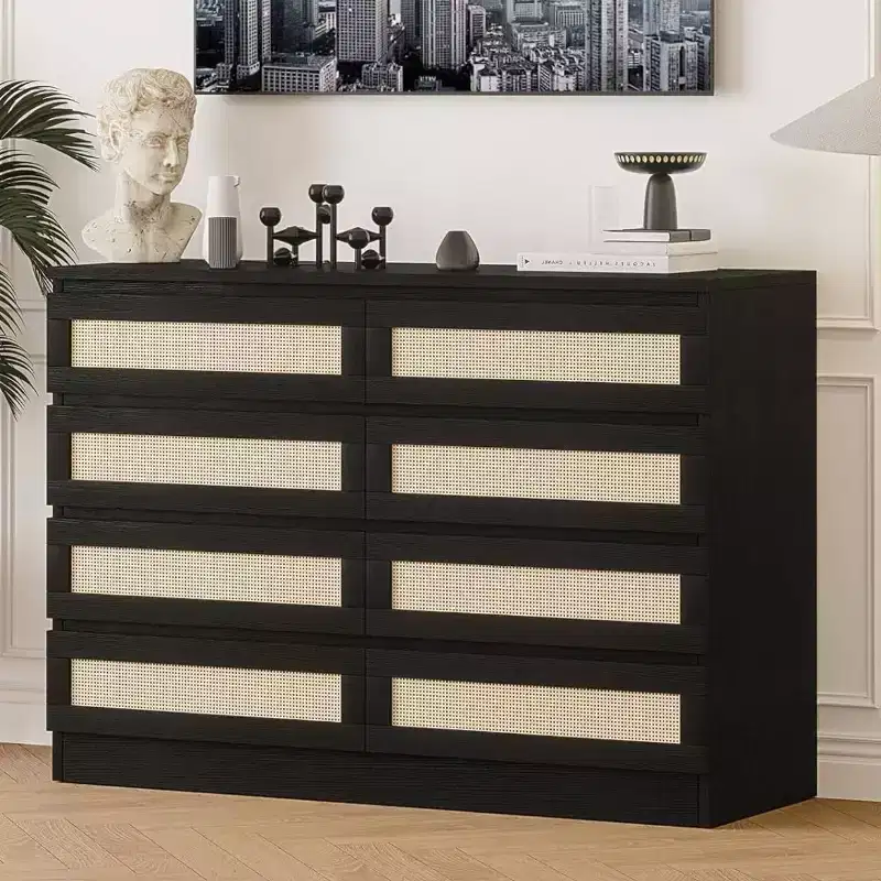 Zstar 8 Drawer Double Dresser for Bedroom, Living Room, Entryway, Hallway