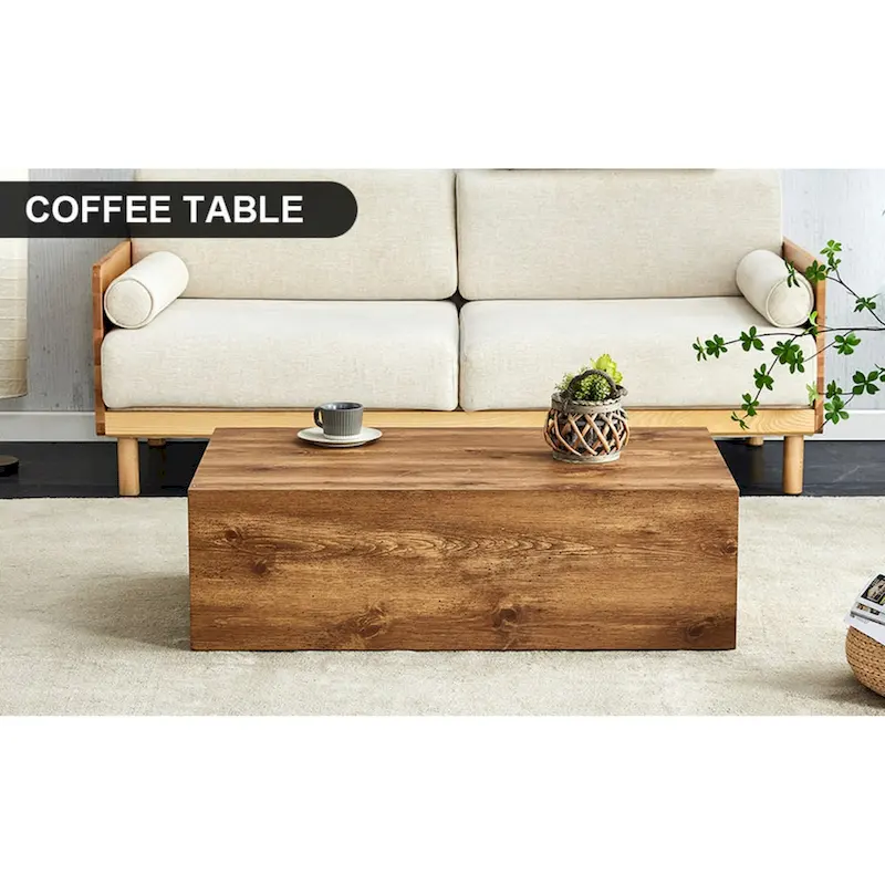 Modern MDF coffee table with wood texture pattern -stylish and durable design