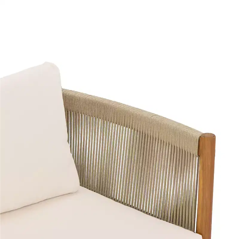 Christopher Knight Home Bradley Patio Modern Acacia Wood 2-Piece Loveseat and Coffee Table Set with Woven Rope Panels and Cushions