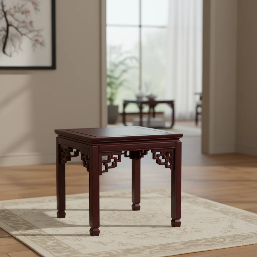 Square Ming Style Side Table in Dark Wood
