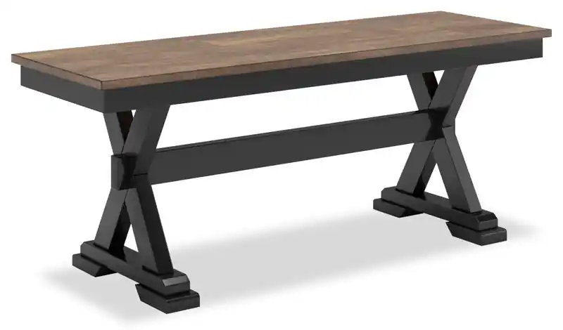 Dining Bench, 48W - Two-Tone Black & Brown