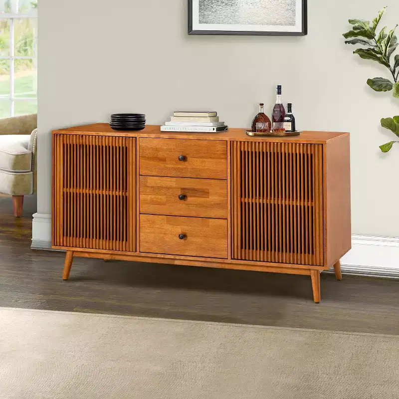 Chris 58 Wide 3 Drawer Sideboard with Slatted Doors |KARAT HOME