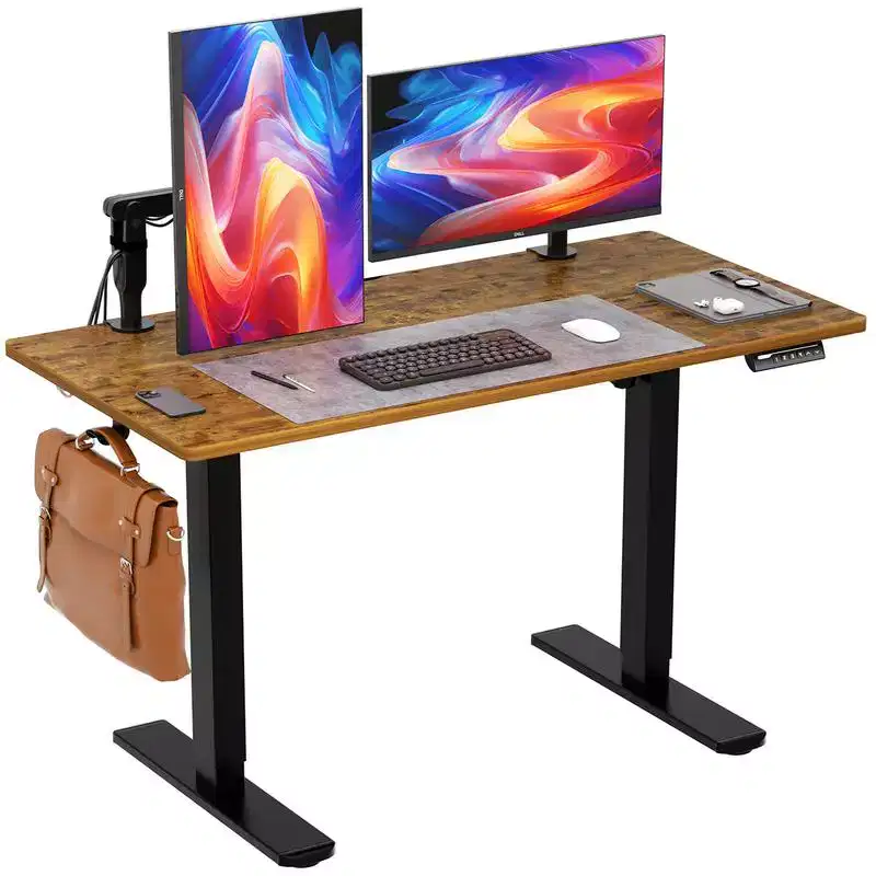 Height Adjustable Electric Standing Desk, 63 x 28 Inches Sit Stand up Desk, Large Memory Computer Home Office Desk with Two-Piece Desktop