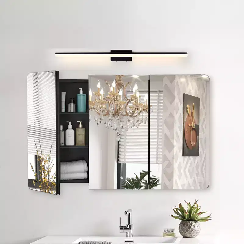 Medicine Cabinet, 25.5 x 40 inch, Medicine Cabinet for Bathroom with Mirror, Aluminum Frame, 4-layer Adjustable Shelves, Black