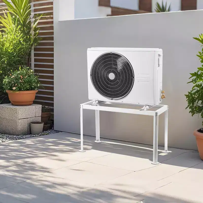 Mini Split Ground Stand, Adjustable Anti-Vibration Mini Split Stand for 9000-36000 BTU Ductless Air Conditioner Heat Pump, White