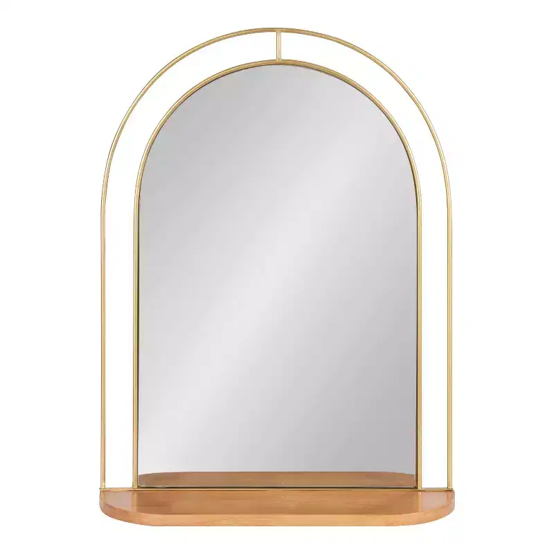 Kate and Laurel Reverie Framed Wall Mirror with Shelf, 23x30, Natural