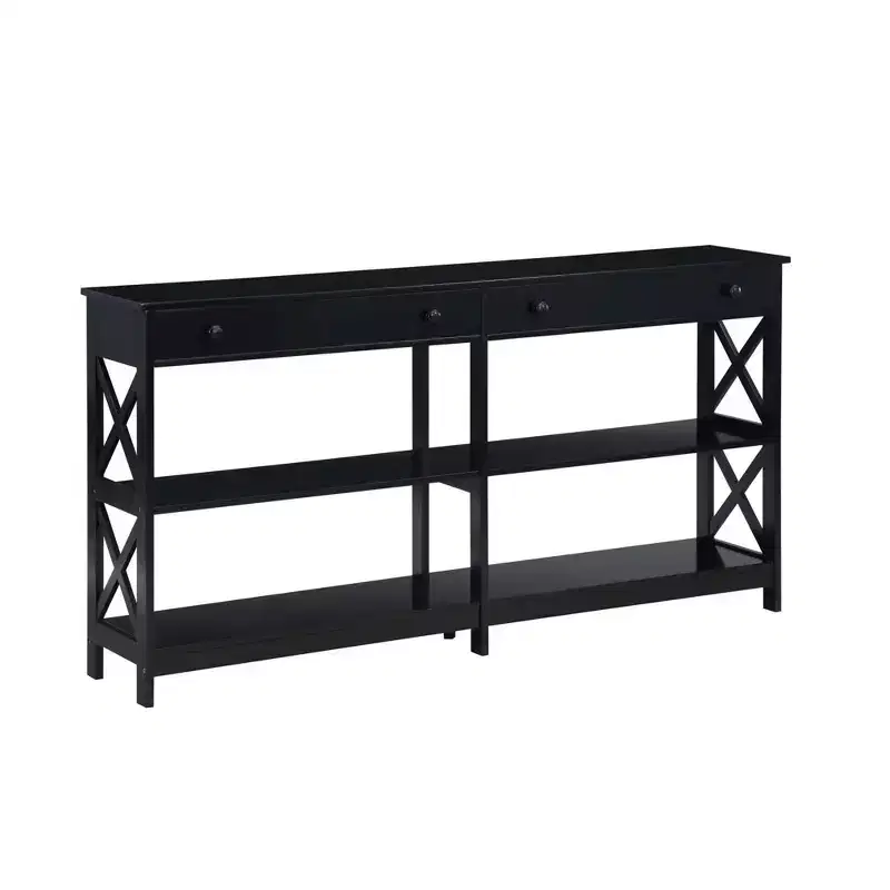 60 Oxford 2 Drawer Console Table with Shelves - Breighton Home