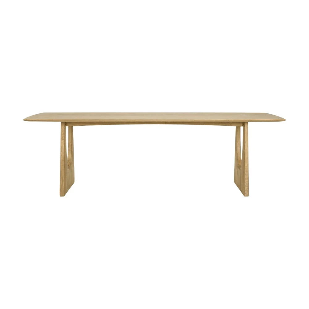 Contemporary Solid Oak Wood Dining Table with Rectangular Softened-Edge Top for Dining Room