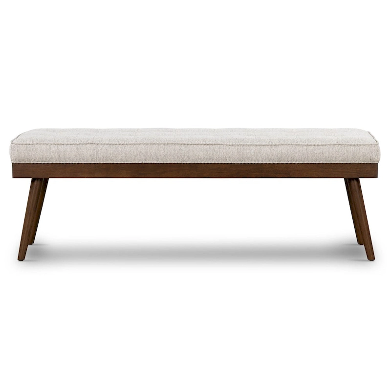 Poly & Bark Luca Fabric Bench - Tufted Seat with Solid Wood Legs
