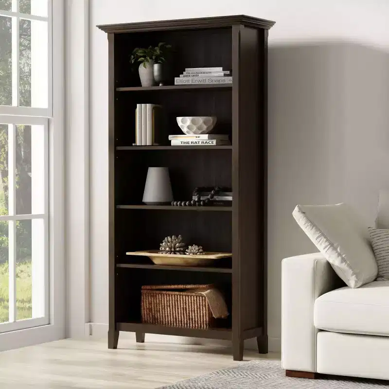 WyndenHall 70" Halifax 5 36" Shelf Bookcase Hickory Brown