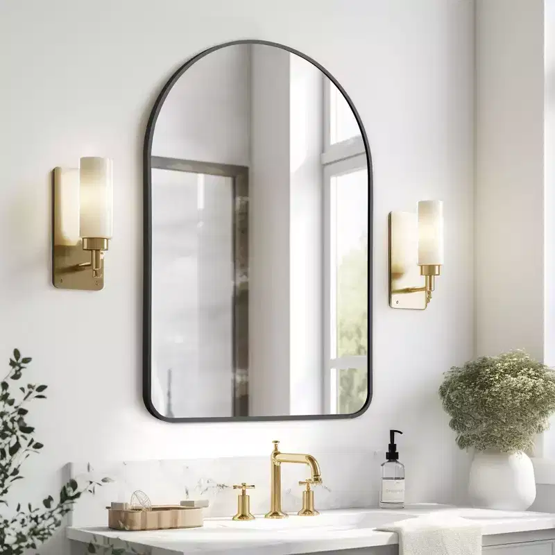 Dovelina Simple Modern Rectangle With Rounded Top Decorative Wall Mirror