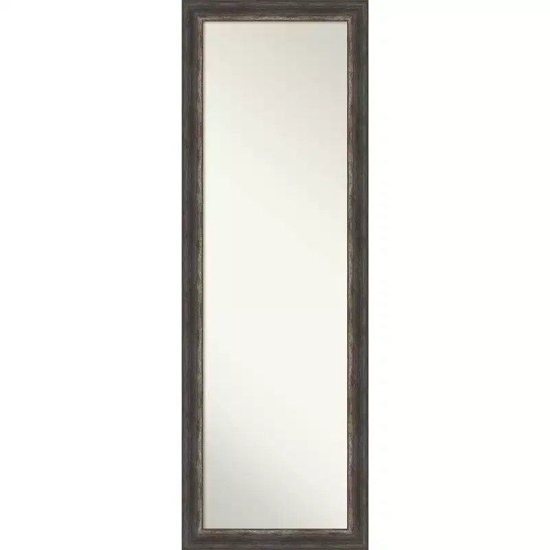 18" x 52" Bark Rustic Framed On the Door Mirror Charcoal - Amanti Art: Polystyrene Frame, Includes Mounting Hardware