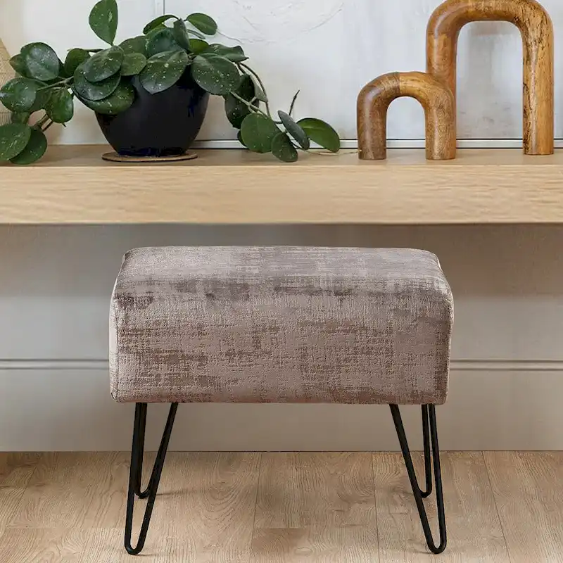 Textured Velvet Ottoman