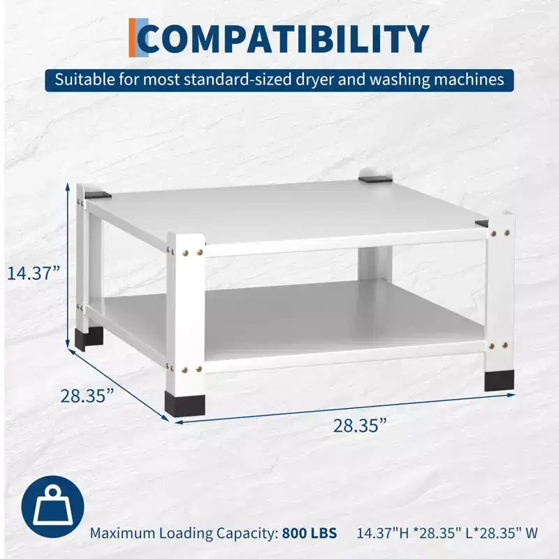 Laundry Pedestals Base with Storage Shelf, 800Lbs Capacity,Washer and Dryer Stand Universal Platform, 2PCS