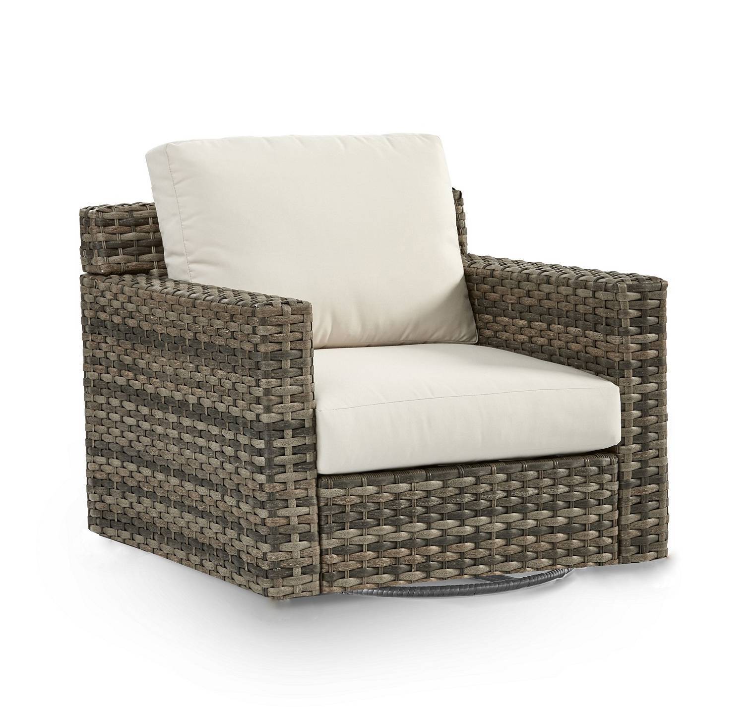 New Java Outdoor Wicker Swivel Glider Sandstone Finish All-Weather Outdoor Patio Chair