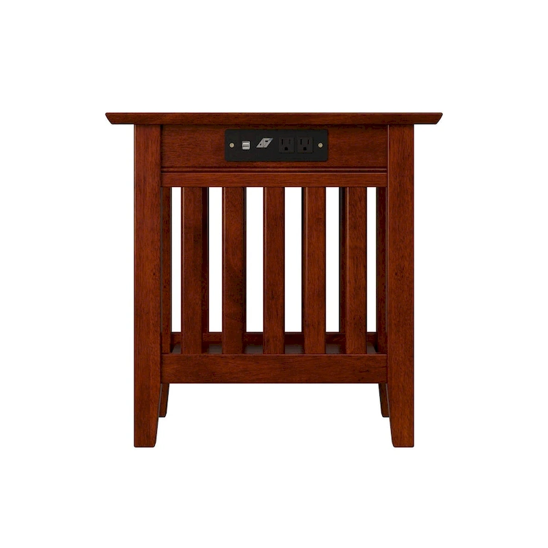 AFI Mission Chair Side Table Set of 2 with Built-in Charger