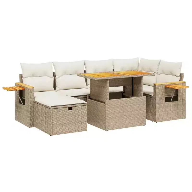 vidaXL 7 Piece Patio Sofa Set with Cushions, Poly Rattan Modular Outdoor Sectional, Multiple Colors and Models