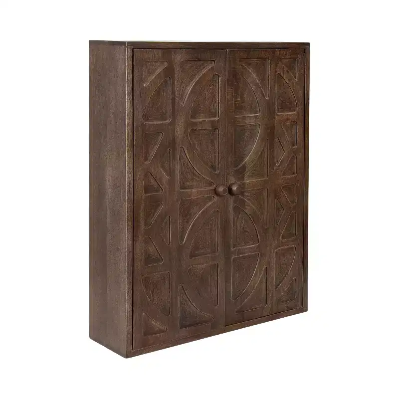 Galliene Hand-Carved Mango Wood Wall Cabinet — 22