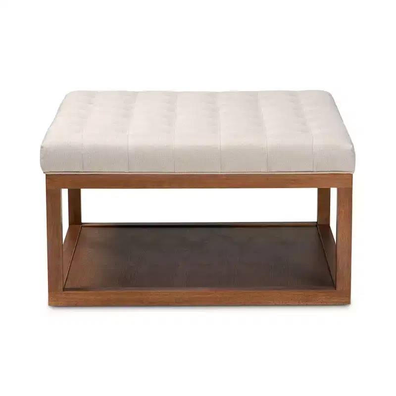 Alvere Cocktail Ottoman Walnut - Baxton Studio