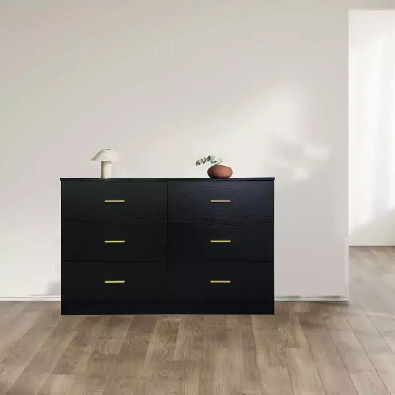 9/6-Drawer Dresser for Bedroom, Bedroom Dresser Wide Chest of Drawers with Golden Handles -