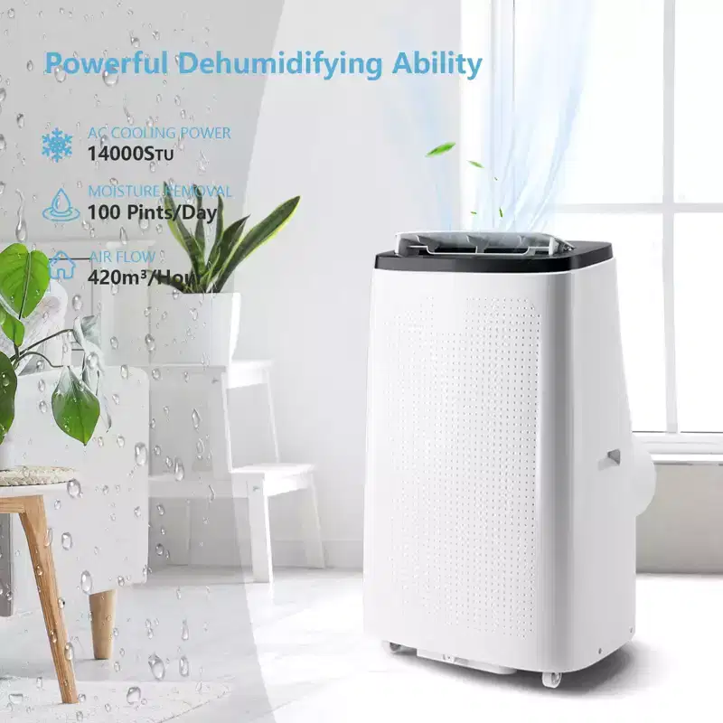 14,000 BTU Portable air conditioners, 750 Sq Ft Coverage, 4-in-1 Function,Dual Motor with Dehumidifier & Remote, Ideal for Large Rooms & Campers