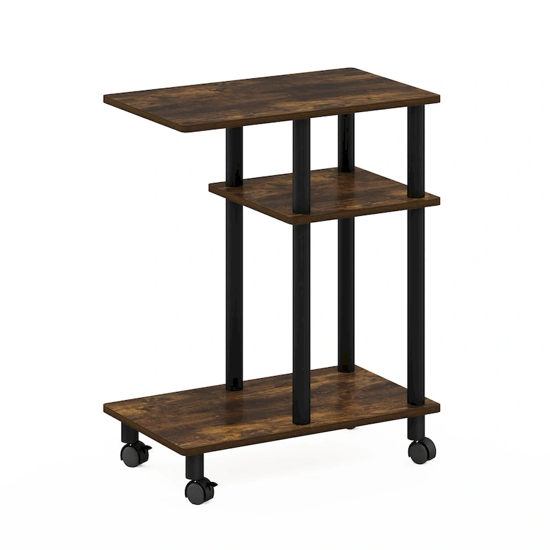 Furinno Turn-N-Tube U Shape Sofa Side Table with Casters