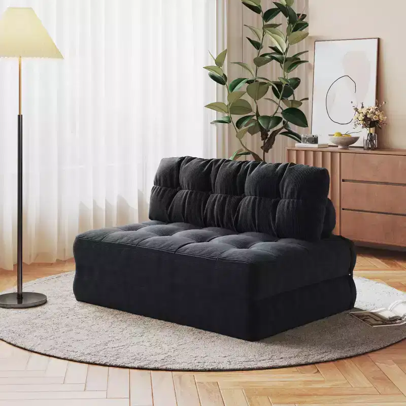 Folding Sofa Bed, Futon Sofa Bed, Floor Folding Couch for Living Room, Convertible Sleeper Chair with Pillow Foldable Mattress Back Support