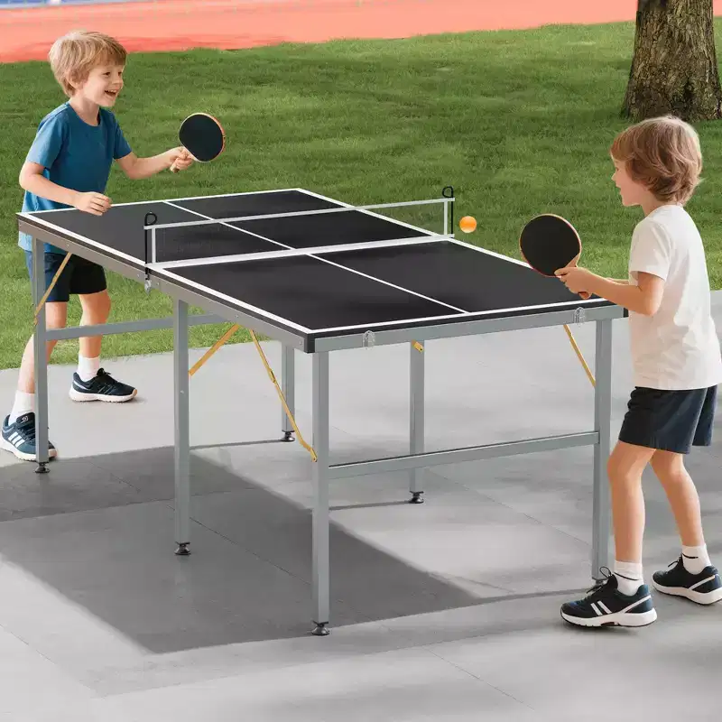 Portable Ping Pong Table,6X3 ft Professional Indoor/Outdoor Table Tennis Tables Game with Net for Adults/Teens,2 Tennis Paddles and 3 Balls