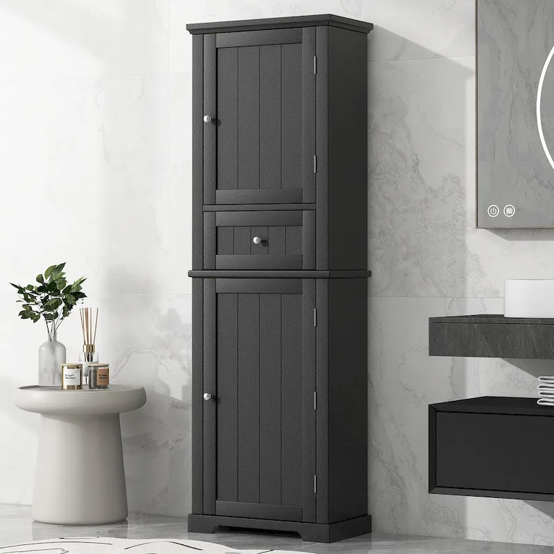 22 in. W x 11 in. D x 67.3 in. H Linen Cabinet with Drawer and Adjustable Shelf