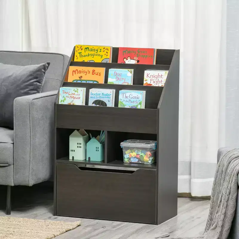 Whisen Kids Bookcase Multi-Shelf Rack Organizer with Storage Drawer, Gift for Kids