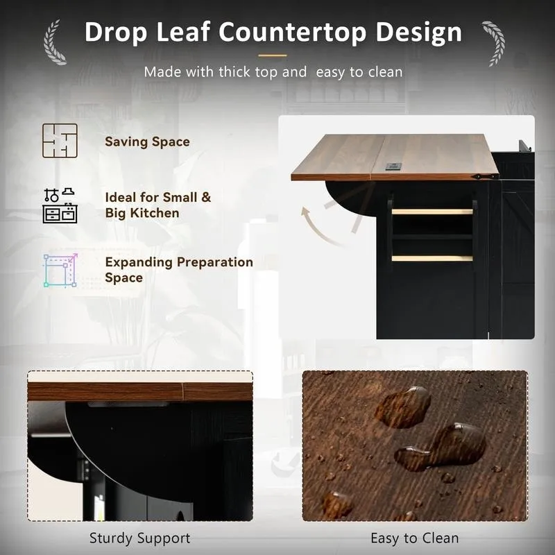 Mairi 54.5 Farmhouse Kitchen Island with Power Outlet