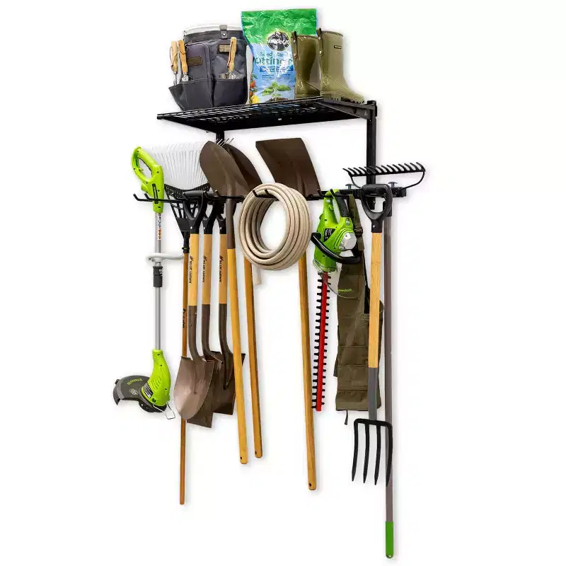 Black Steel Adjustable Wall Tool & Shelf Storage System, 1-Person Assembly