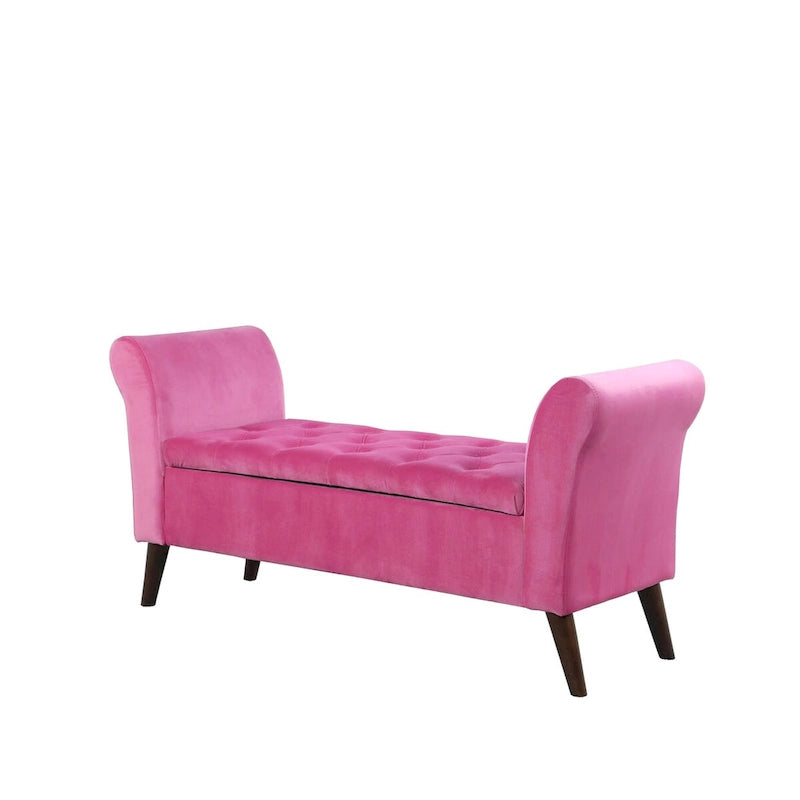 25 In. Tufted Storage Bench with Armrest