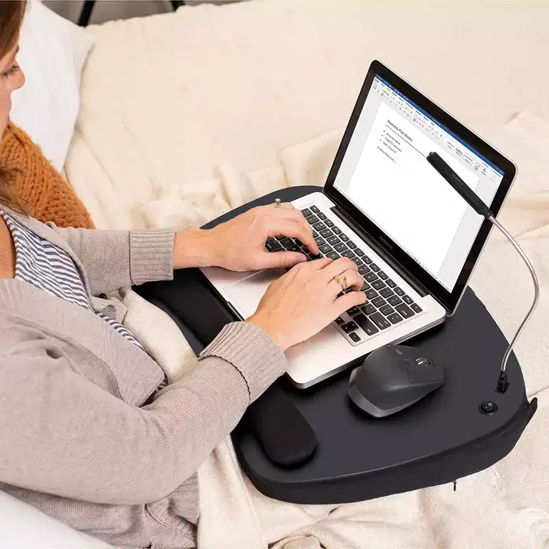 Oversized Memory Foam Lap Desk with USB Light for Laptops up to 17