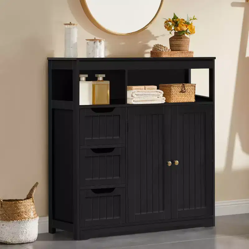 Yaheetech Freestanding Wooden Bathroom Floor Cabinet for Bedroom Bathroom Living Room