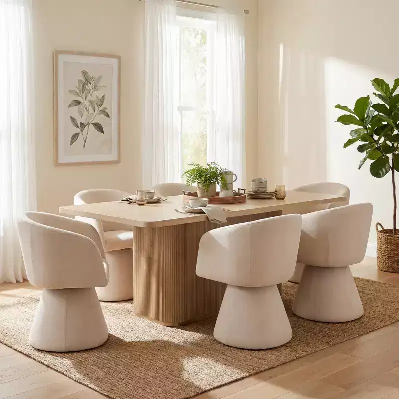 Christopher Knight Home Yodsak Modern 7 Piece Wooden and Metal Dining Set with 180 Swivel Chairs