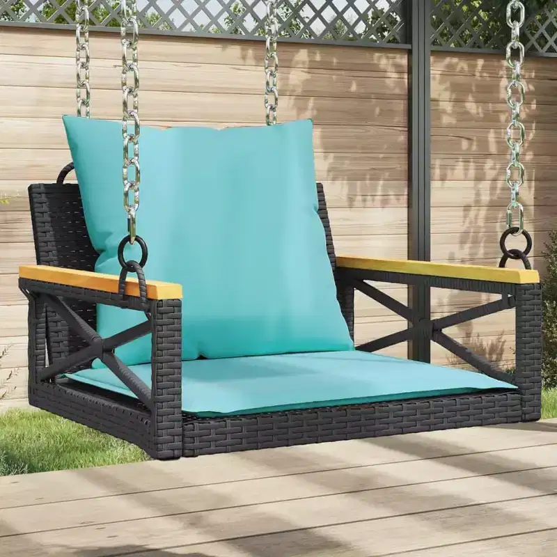 vidaXL Patio Swing Bench Black and Blue
