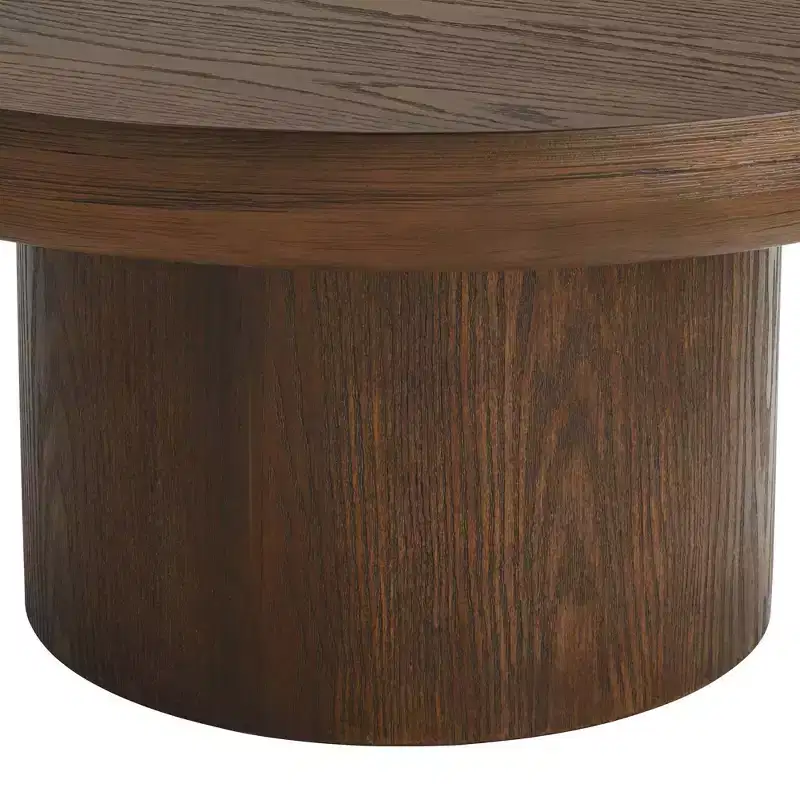 Regency Hill Owen 36 Wide Rustic Modern Walnut Finish Wood Pedestal Coffee Table