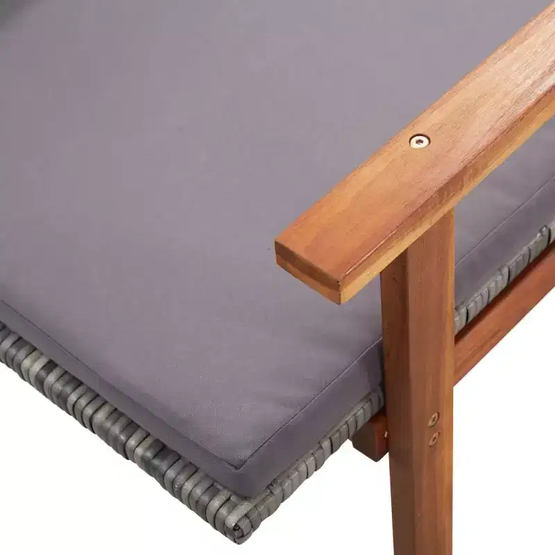 vidaXL Sunlounger Poly Rattan, Solid Acacia Wood Standard