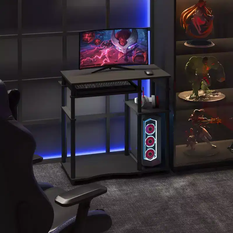 HOMLUX 31 Computer Desk with Storage Shelf & Sliding Keyboard Tray & Power Strip Holder