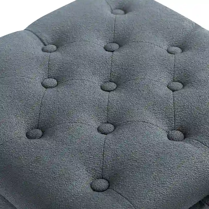 Adeco Fabric Square Ottoman with Tray