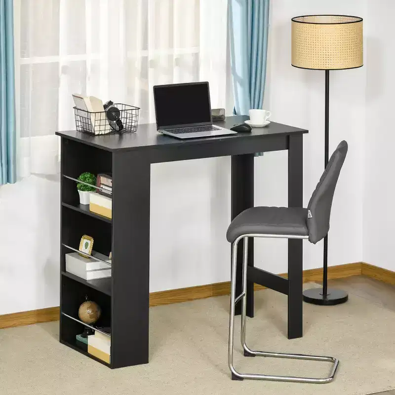 Modern Bar Table, Counter Height Dining Table with 3 Storage Shelves for Kitchen, Dining Room, Living Room