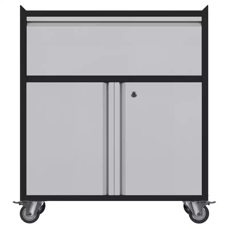 Garvee Rolling Tool Cabinet, Heavy Duty Toolbox with Wheels and Drawers for Garage, Office, Black/Gray