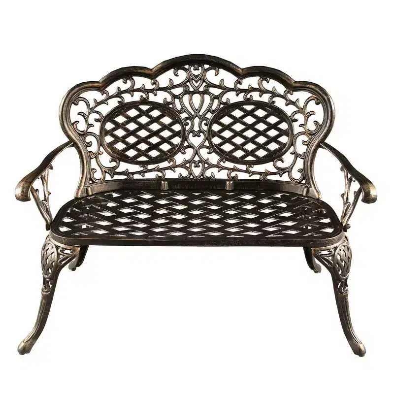 Ornate Traditional Aluminum Patio Bench - Bronze - Oakland Living: Cast Aluminum Loveseat for Porch or Garden