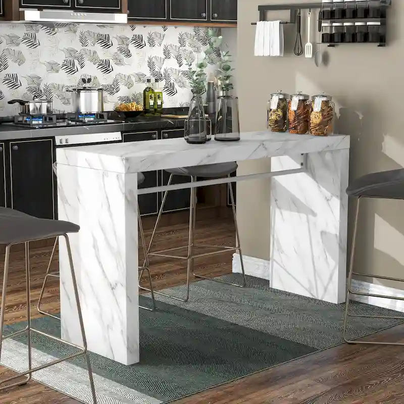 60-inch Faux Marble Counter Height Table