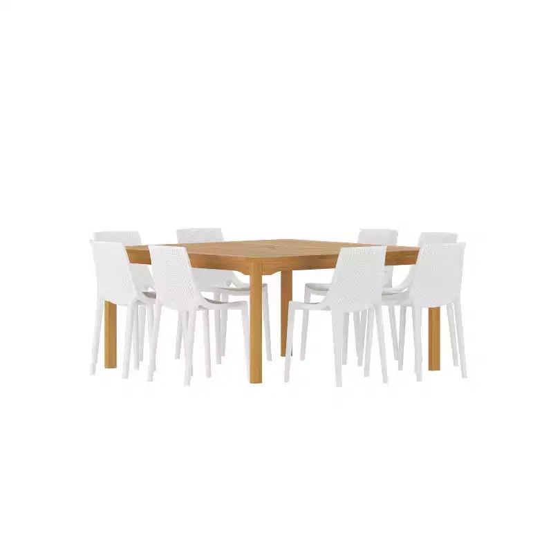 Amazonia Ipanema 9pc Square Outdoor Patio Dining Set White