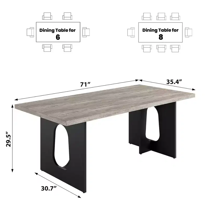Dining Table, Computer Desk, Modern Office Desk, Wooden Workstation, Thickened Desktop and Heavy-Duty Base, Suitable for Kitchens, Offices and Homes