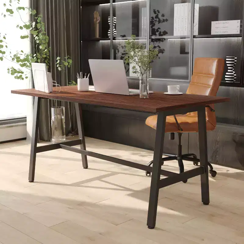Emma and Oliver 60x30 Dining or Gaming Table with Double Sided Laminate Table Top and Heavy Duty A-Frame Steel Base