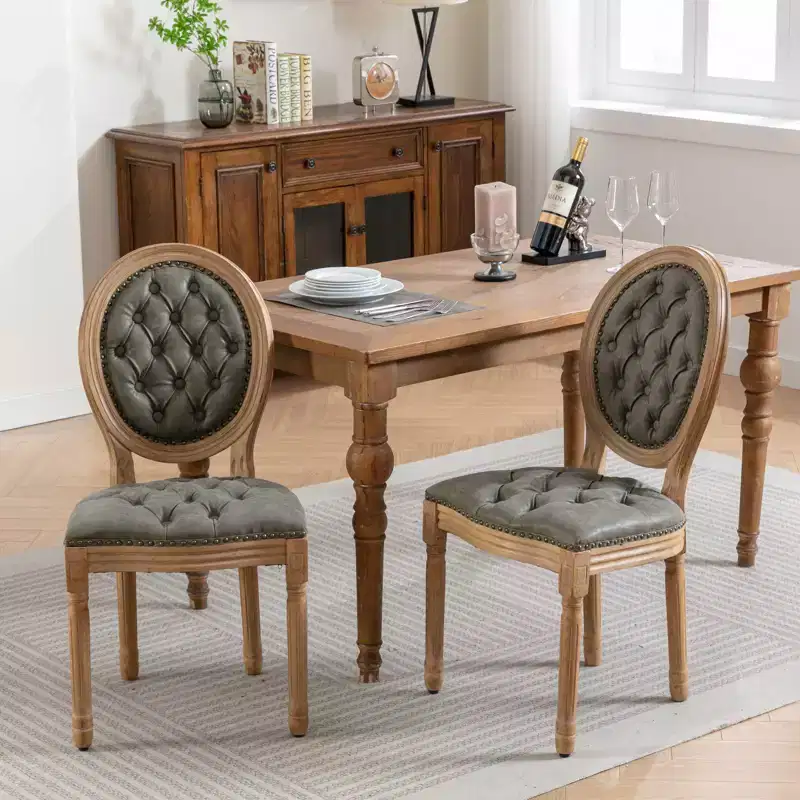 TUYOHW King Louis Chair Set of 2,Elegant Tufted Dining Chairs French Style for Home Decor,Sleek Side Chairs with Solid Rubberwood Legs
