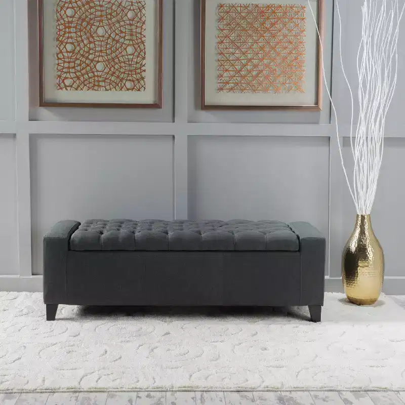 TUYOHW Upholstered Bench with Soft Cushion, Modern Bench for Living Room and Bedroom, Comfortable Bench for Adults